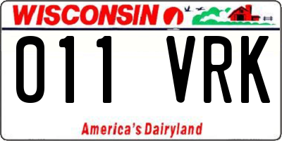 WI license plate 011VRK