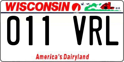 WI license plate 011VRL