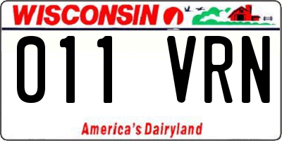 WI license plate 011VRN