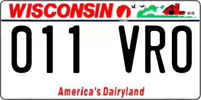 WI license plate 011VRO