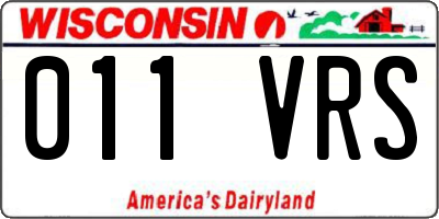WI license plate 011VRS