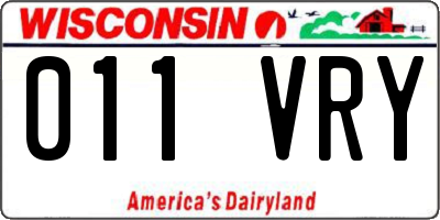 WI license plate 011VRY