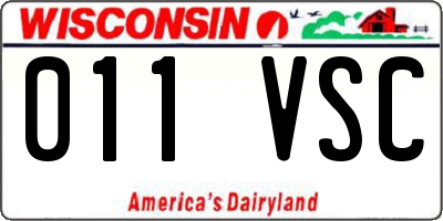 WI license plate 011VSC