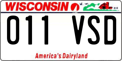 WI license plate 011VSD
