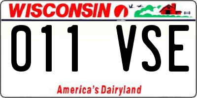 WI license plate 011VSE
