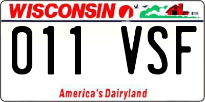 WI license plate 011VSF
