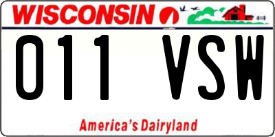 WI license plate 011VSW