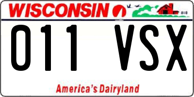 WI license plate 011VSX