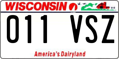 WI license plate 011VSZ