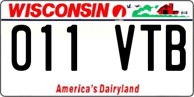 WI license plate 011VTB