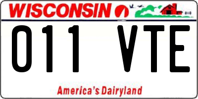 WI license plate 011VTE