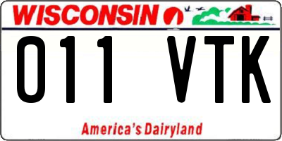 WI license plate 011VTK