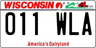 WI license plate 011WLA