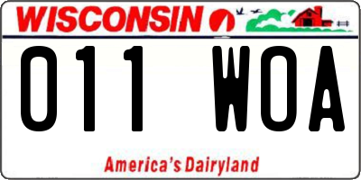 WI license plate 011WOA
