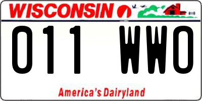 WI license plate 011WWO