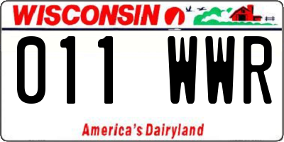 WI license plate 011WWR