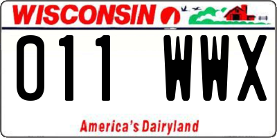 WI license plate 011WWX