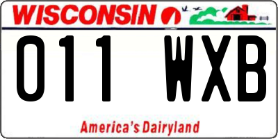 WI license plate 011WXB