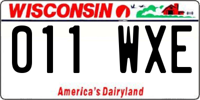 WI license plate 011WXE