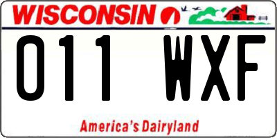 WI license plate 011WXF