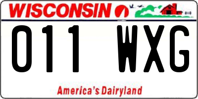 WI license plate 011WXG