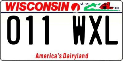 WI license plate 011WXL