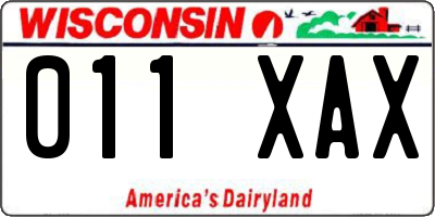 WI license plate 011XAX