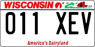 WI license plate 011XEV
