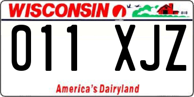 WI license plate 011XJZ
