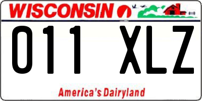 WI license plate 011XLZ