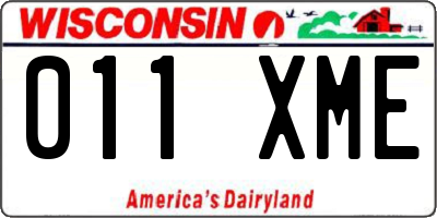 WI license plate 011XME