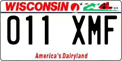 WI license plate 011XMF