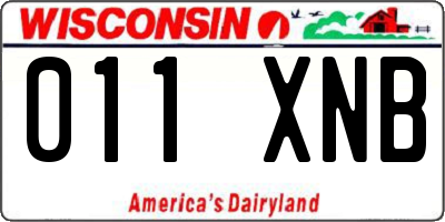 WI license plate 011XNB