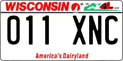 WI license plate 011XNC