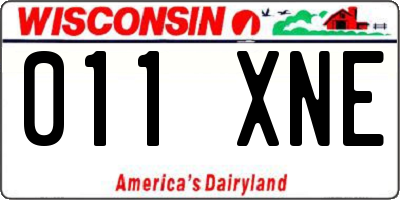 WI license plate 011XNE