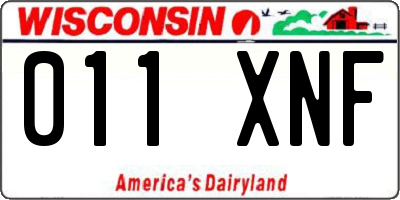 WI license plate 011XNF