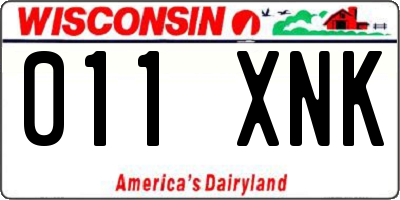 WI license plate 011XNK