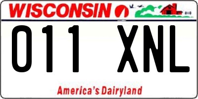 WI license plate 011XNL