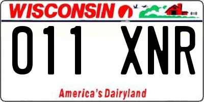 WI license plate 011XNR