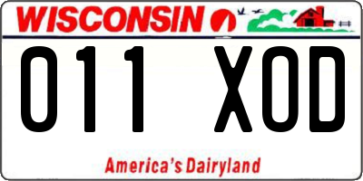 WI license plate 011XOD