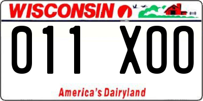 WI license plate 011XOO