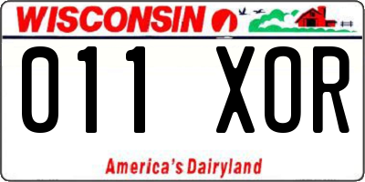 WI license plate 011XOR