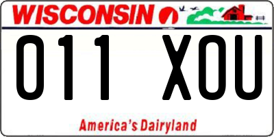 WI license plate 011XOU