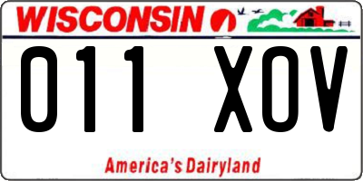 WI license plate 011XOV