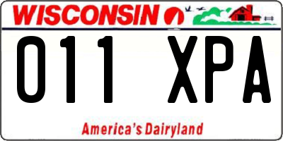 WI license plate 011XPA