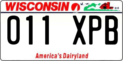 WI license plate 011XPB