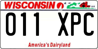 WI license plate 011XPC