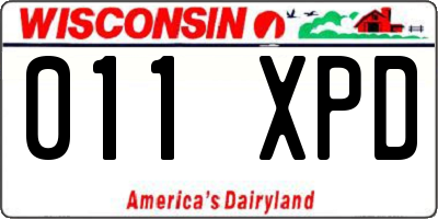 WI license plate 011XPD