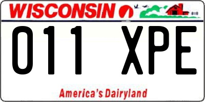 WI license plate 011XPE