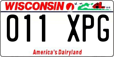 WI license plate 011XPG